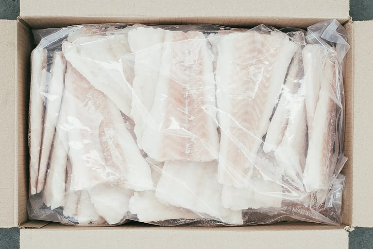 cod fillet frozen in a box